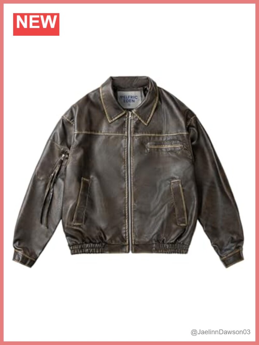 Faux Leather Cropped Jacket Multi Pocket Utility Zip Coat Oversized Streetwear
